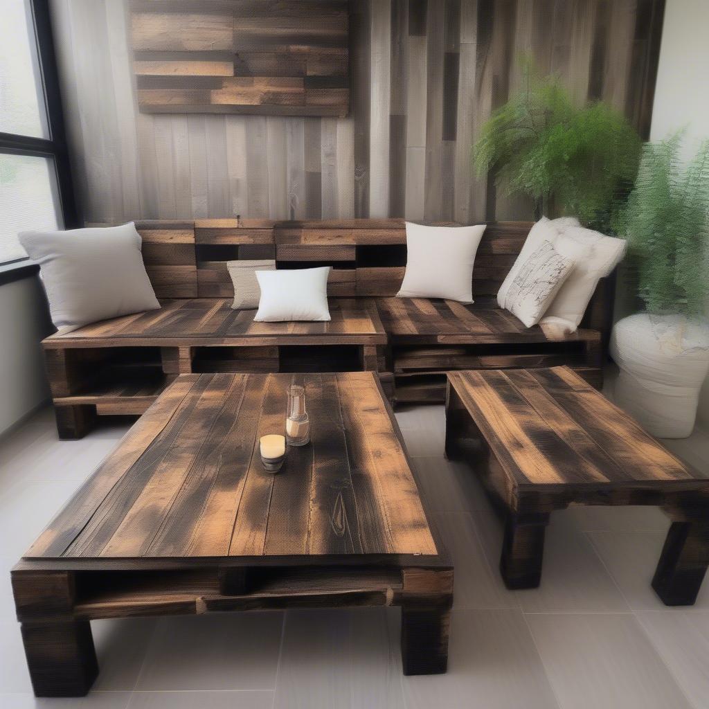 Bộ bàn ghế gỗ pallet khò lửa đẹp mắt