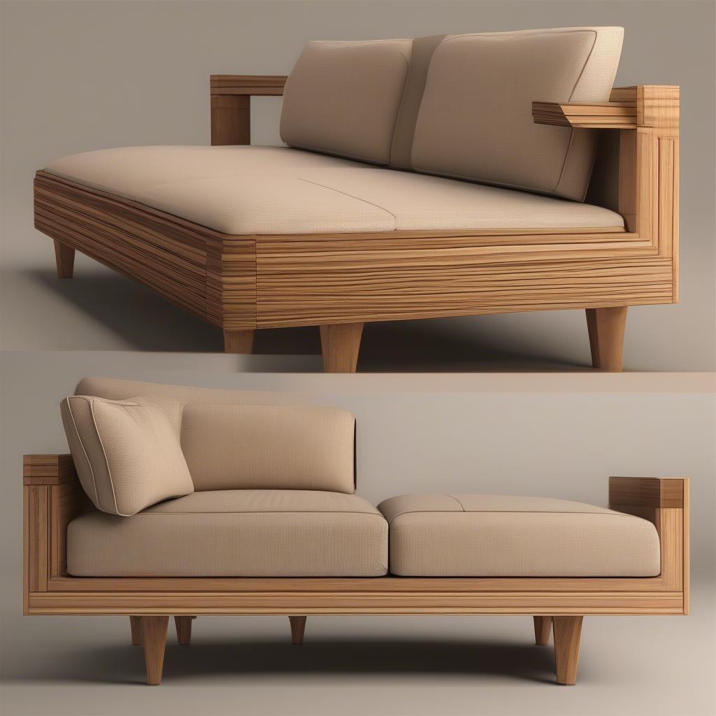 Bản vẽ mô hình 3D ghế sofa gỗ hiện đại