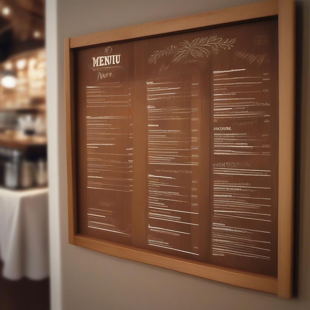 Bảng gỗ decor menu nhà hàng