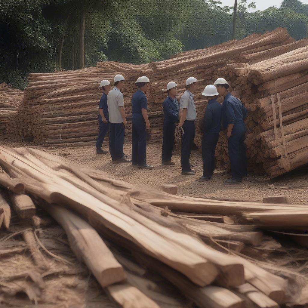 Kiểm tra tang vật vụ bắt trùm buôn gỗ Bắc Ninh