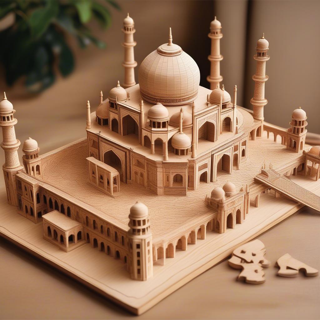 Bộ xếp hình 3D gỗ đền tình yêu Taj Mahal hoàn chỉnh