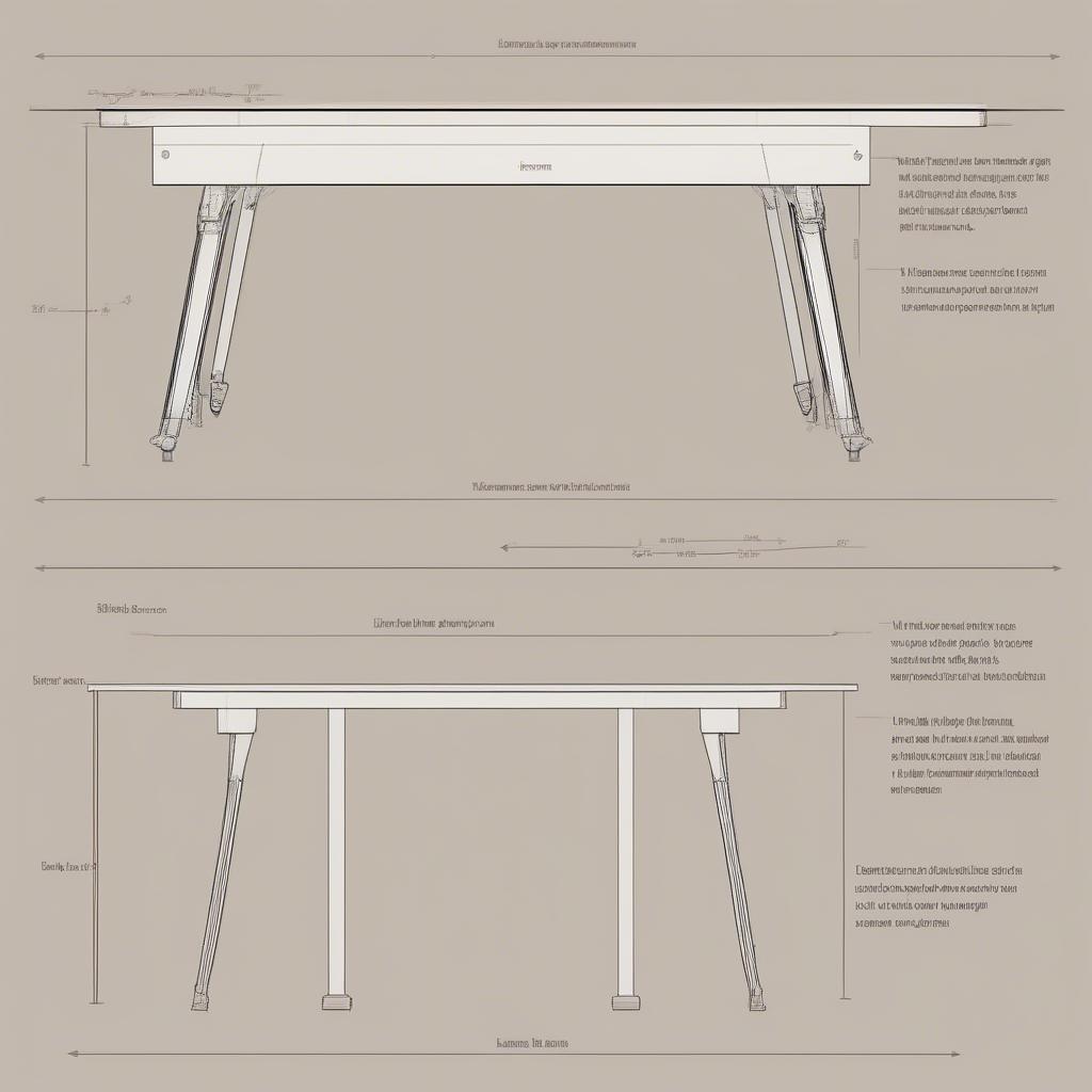 Dimensions of a long wooden desk with iron legs