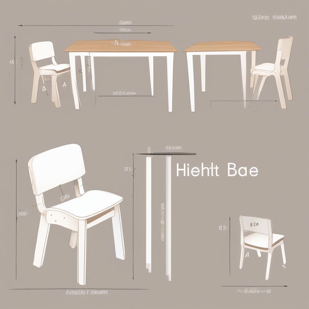 Kích thước bộ bàn ghế học sinh gỗ sao 4 chỗ