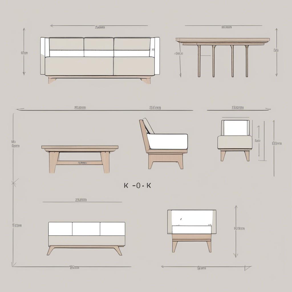 Kích Thước Bộ K3 Gỗ Sao