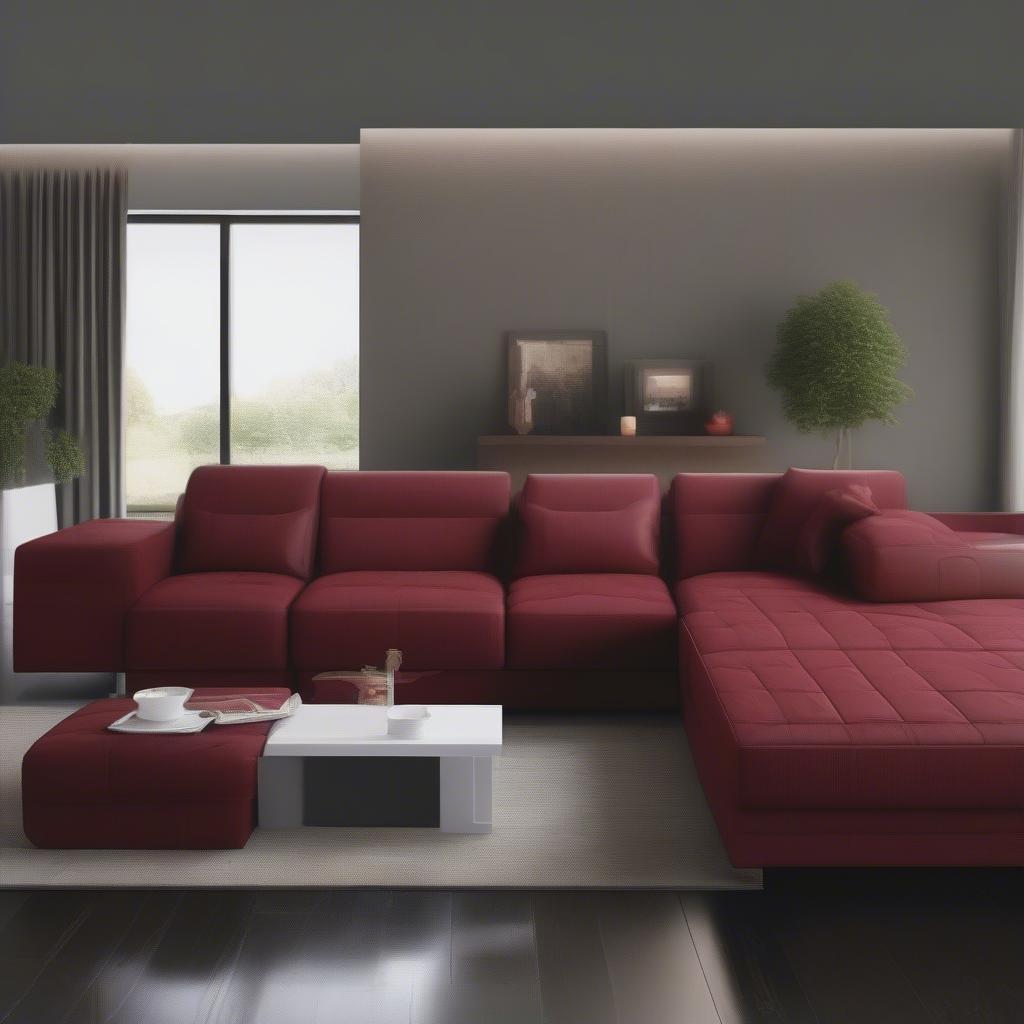 Sofa gỗ gõ đỏ hiện đại góc L