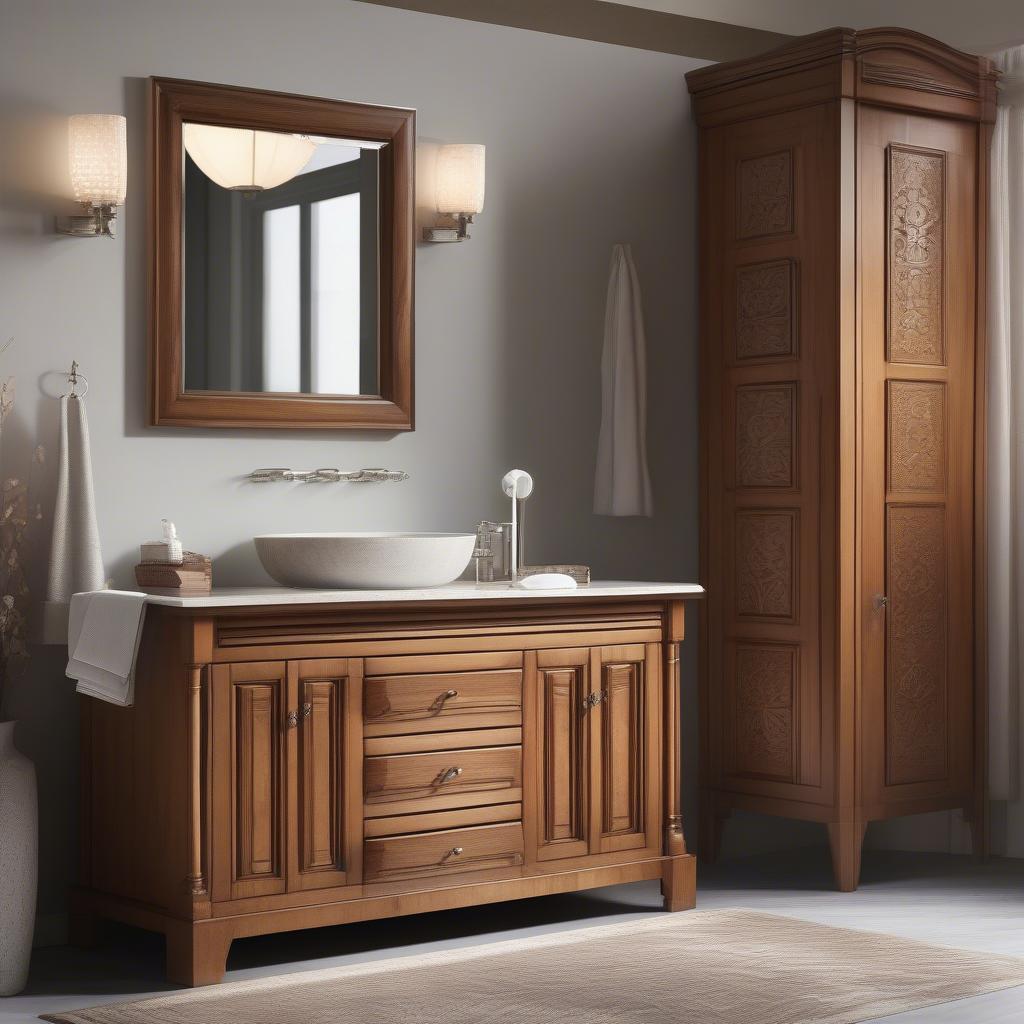 Tủ Lavabo Gỗ Tự Nhiên