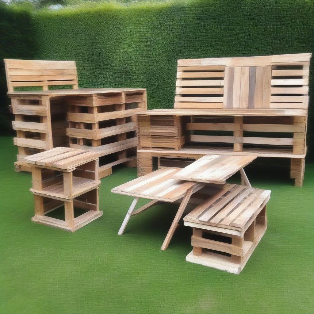 Bộ bàn ghế gỗ pallet cho không gian ngoài trời