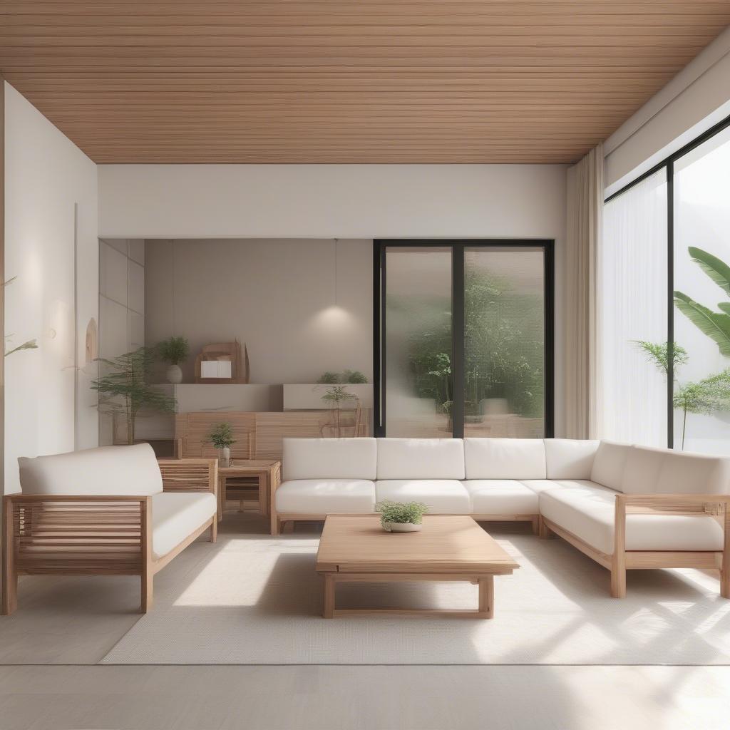 Bàn ghế gỗ phòng khách Đà Nẵng hiện đại