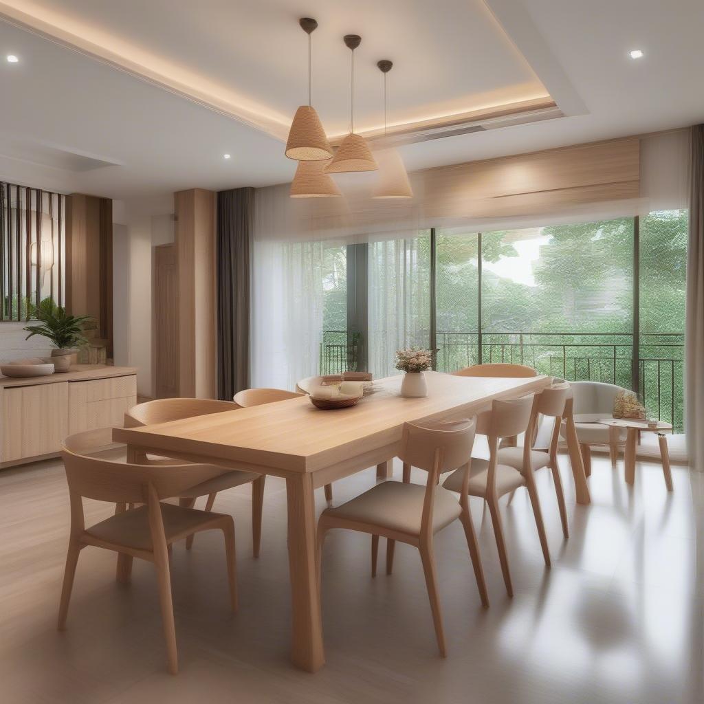 Bàn gỗ 6 ghế gỗ sồi tại Đà Nẵng