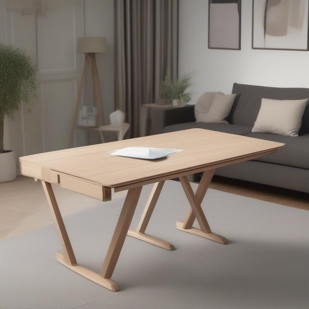 Bàn Gỗ Xếp Kích Thước 1000x500x750 Trong Phòng Khách