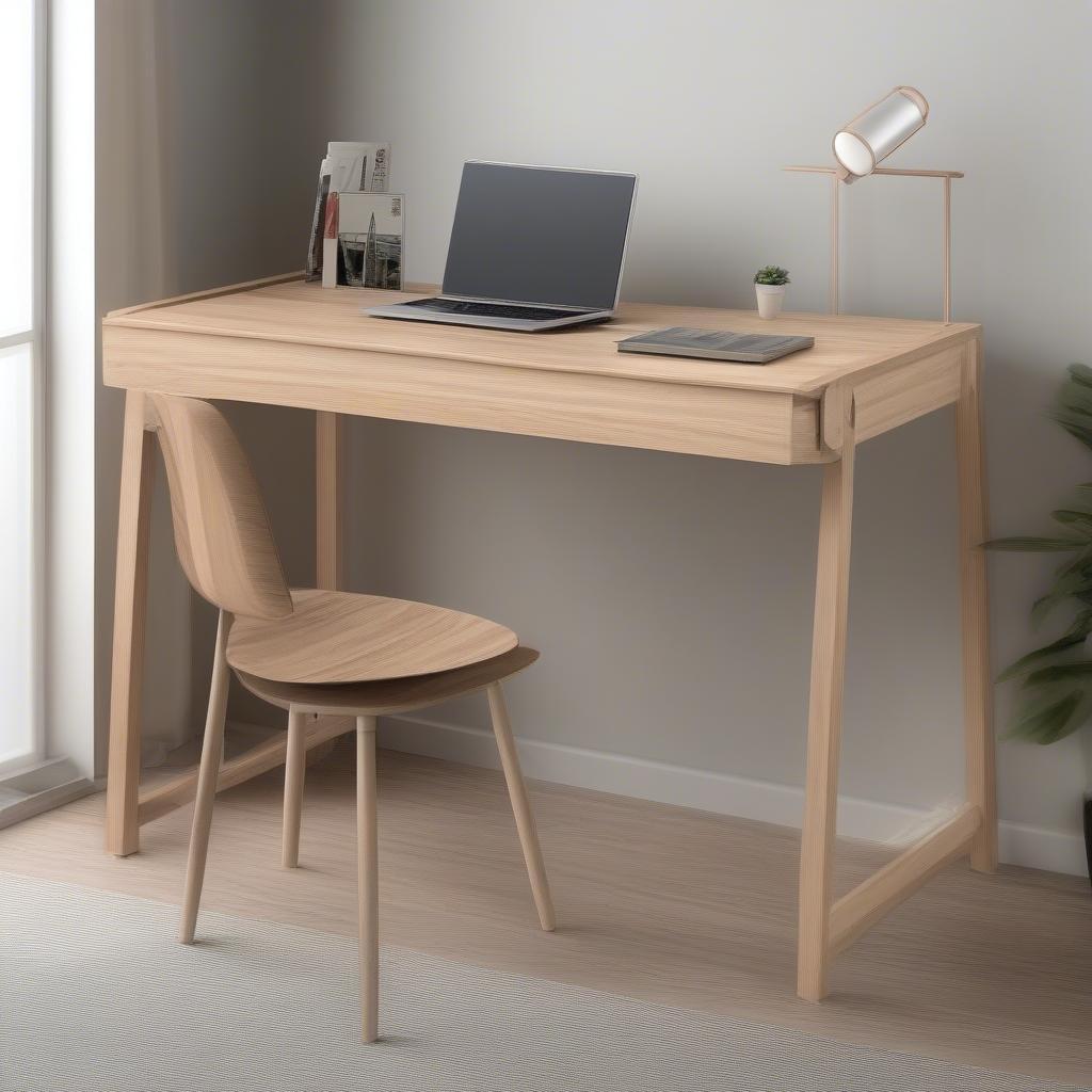 Bàn làm việc gỗ cao su 06x4x075m hiện đại