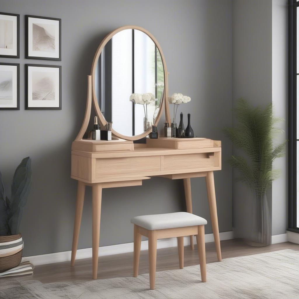 Bàn trang điểm gỗ công nghiệp phong cách hiện đại