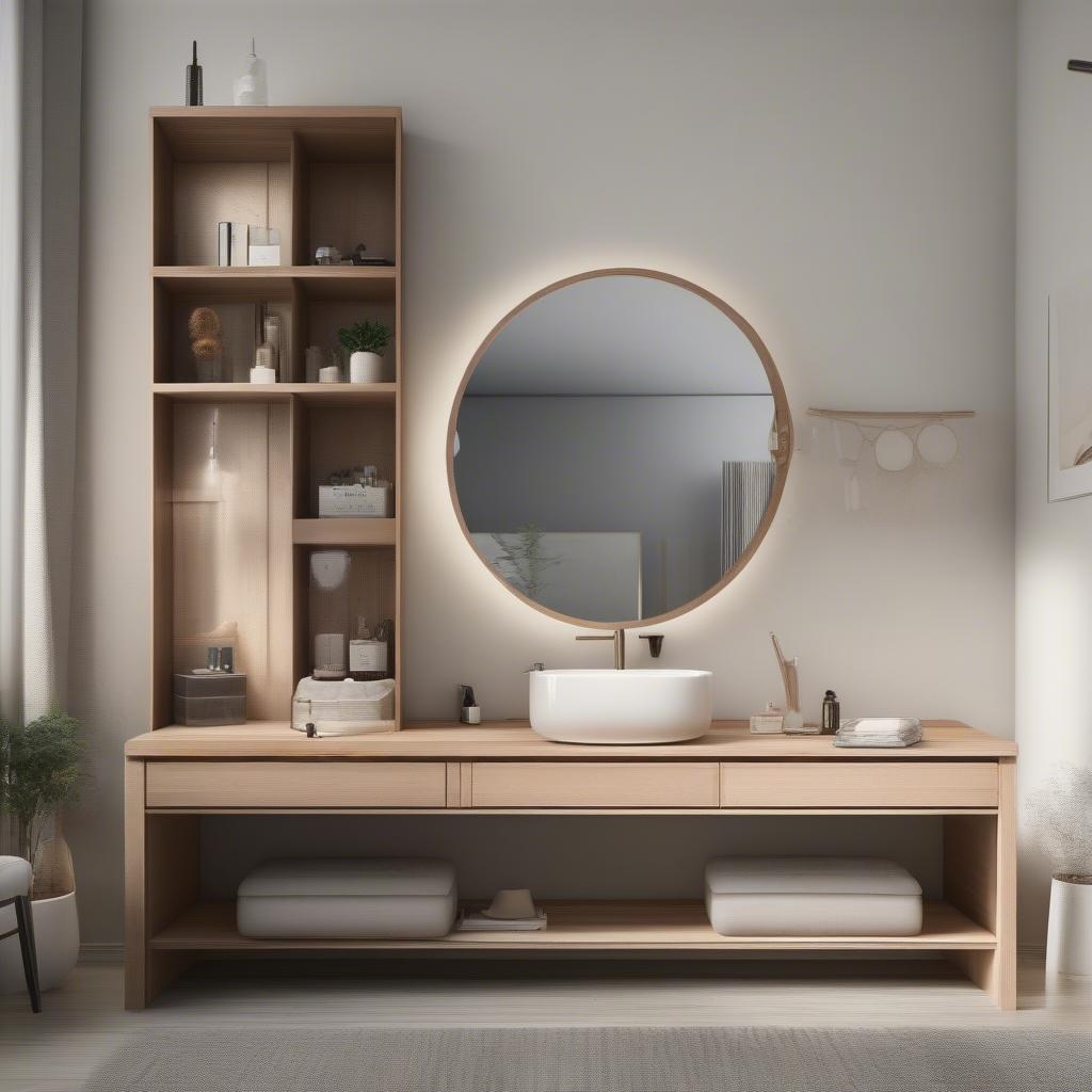 Bàn trang điểm gỗ tự nhiên hiện đại