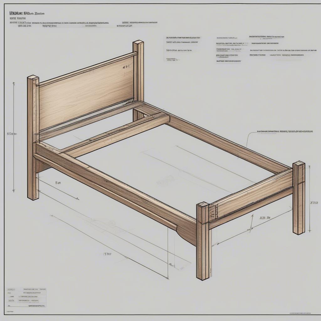 Bản vẽ giường đơn gỗ công nghiệp