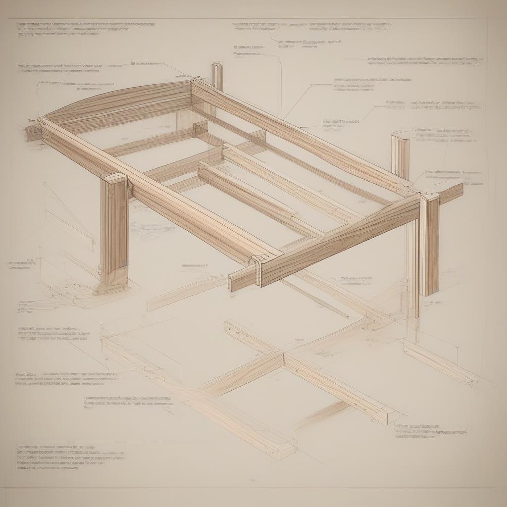 Bản vẽ kết cấu chi tiết giường gỗ công nghiệp