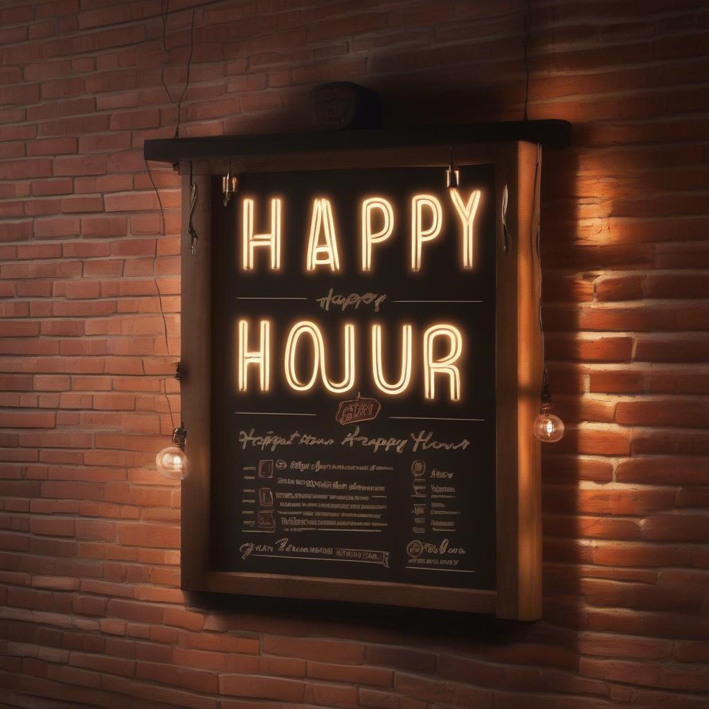 Bảng Gỗ Happy Hour Treo Tường