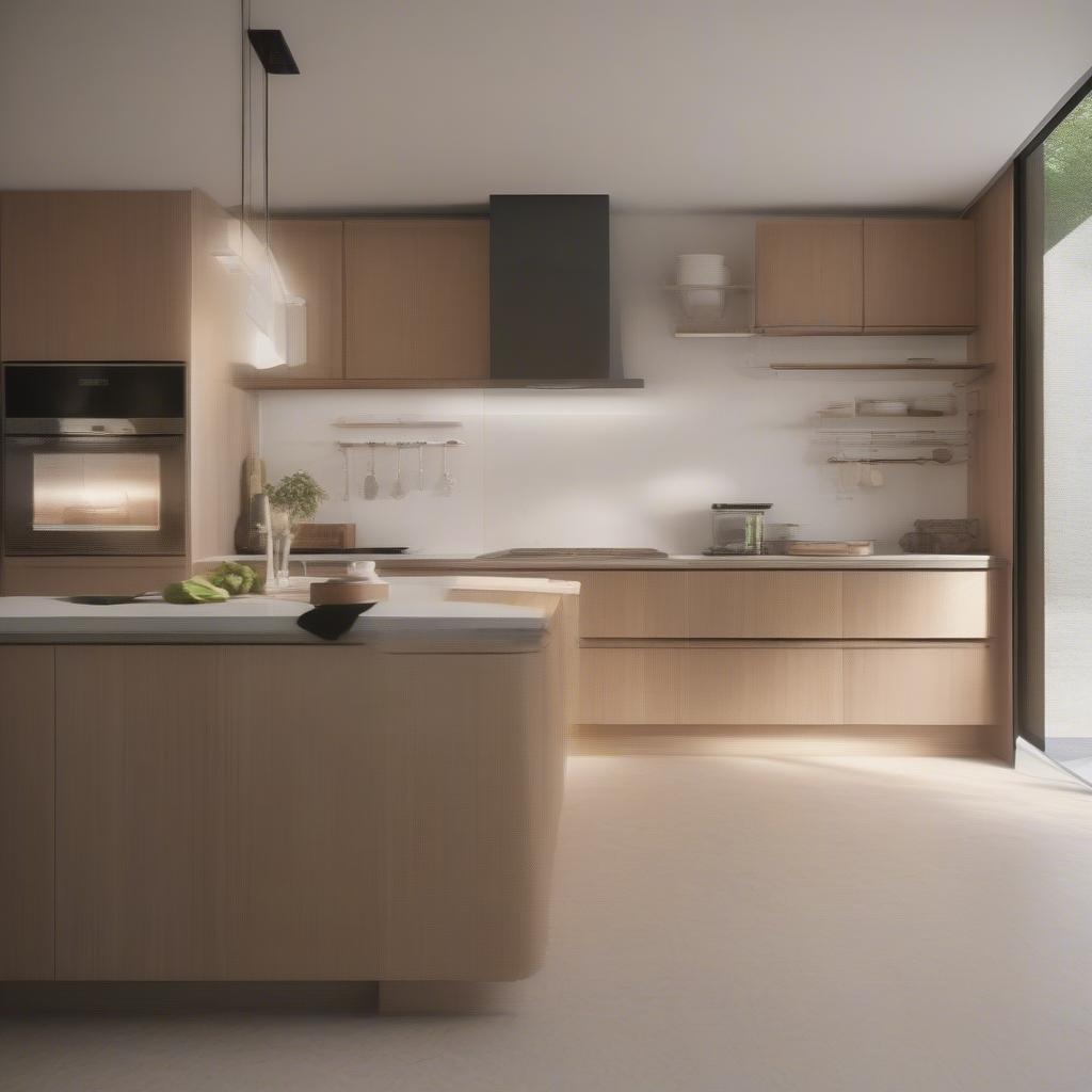 Bảng báo giá tủ bếp gỗ veneer chi tiết với các loại gỗ và kích thước khác nhau.