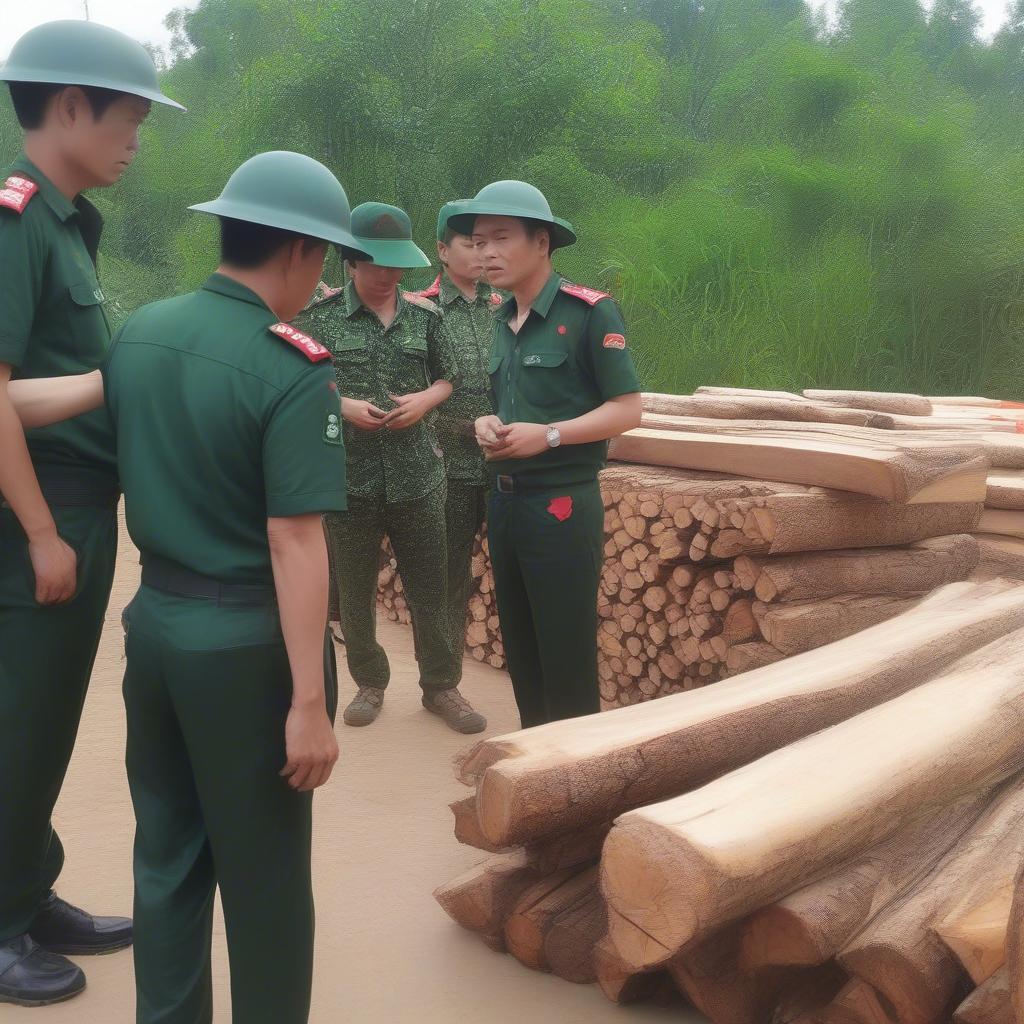 Biên phòng Nghệ An kiểm tra gỗ lậu