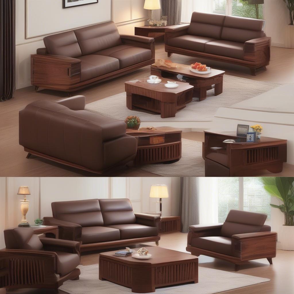 Bộ Bàn Ghế Sofa Gỗ Óc Chó