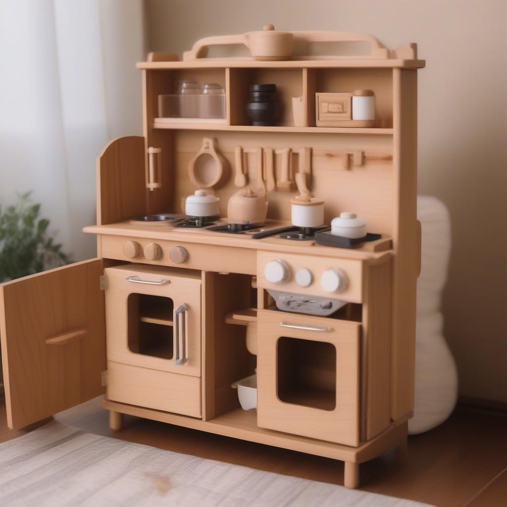 Japanese Wooden Play Kitchen Set with Exquisite Details