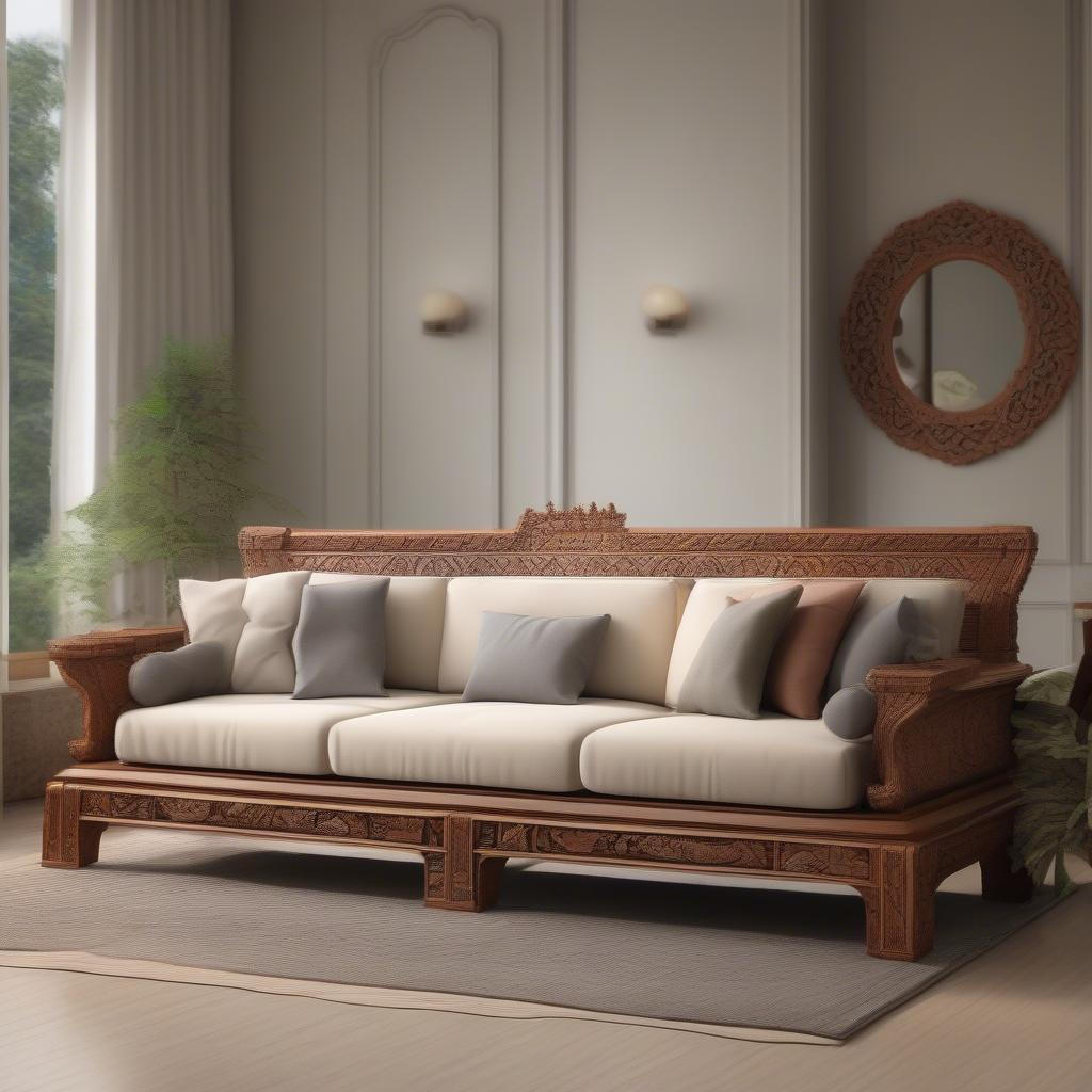 Bộ sofa gỗ phòng khách hiện đại