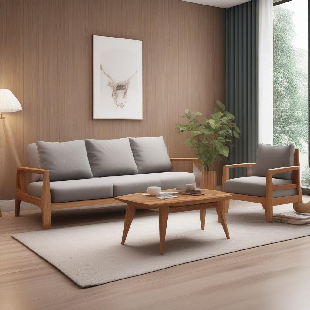 Bộ sofa gỗ thanh lý đẹp, kiểu dáng hiện đại, chất liệu gỗ tự nhiên cao cấp