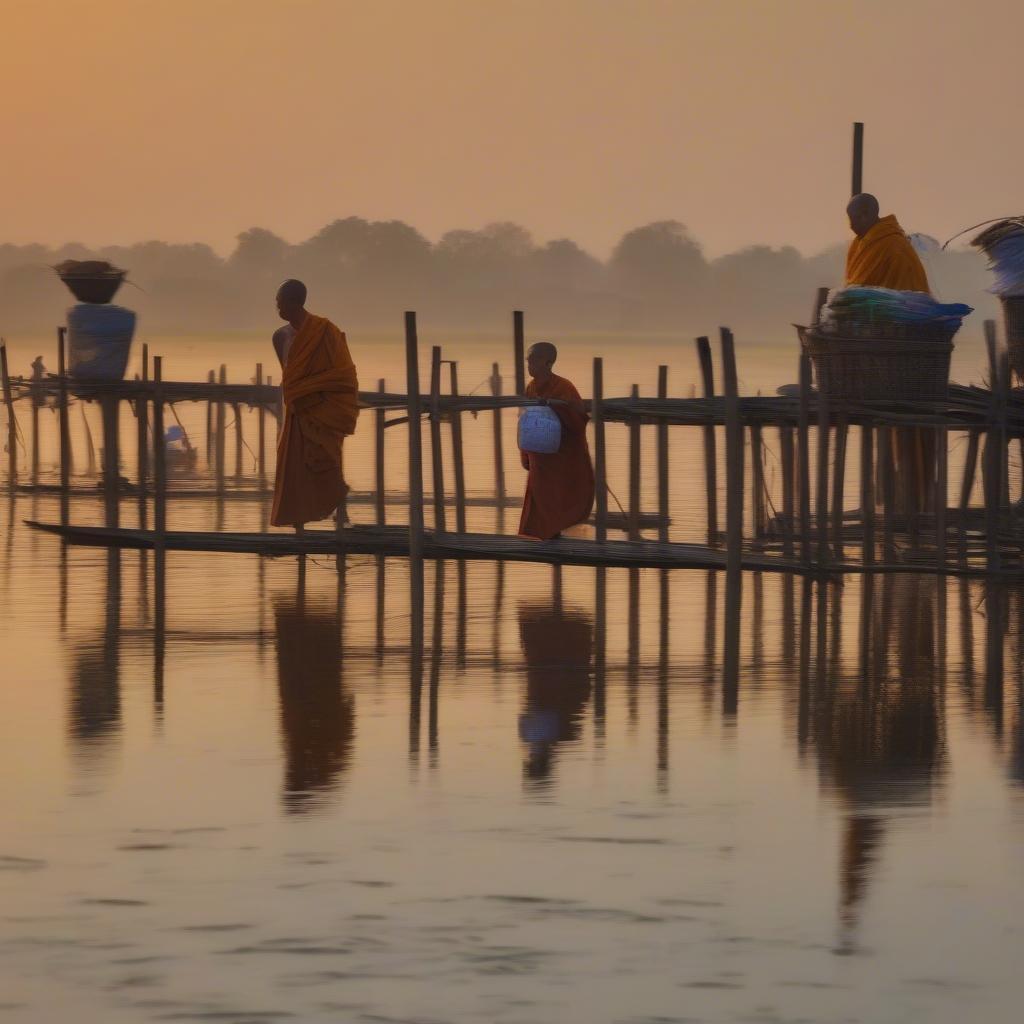 Cuộc sống hàng ngày trên cầu gỗ U Bein