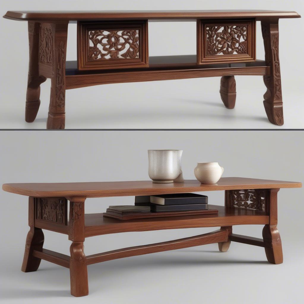 Chọn bàn sofa gỗ cao su cho phòng khách