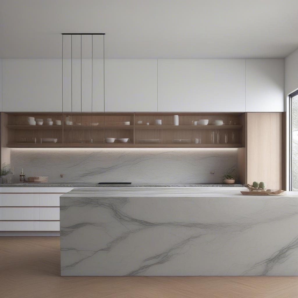 Đá Marble Xám Vân Gỗ Làm Bàn Bếp