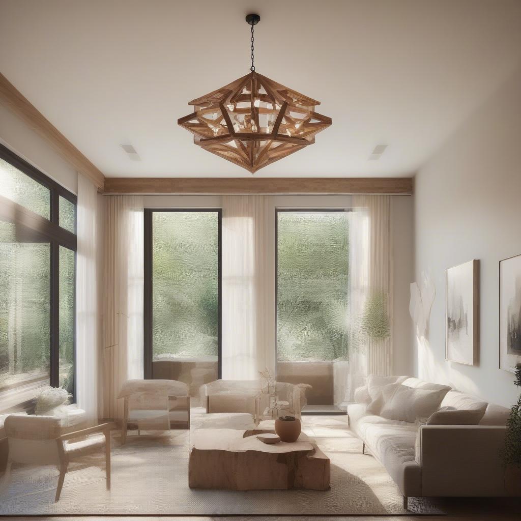 Đèn trang trí bằng gỗ cho phòng khách