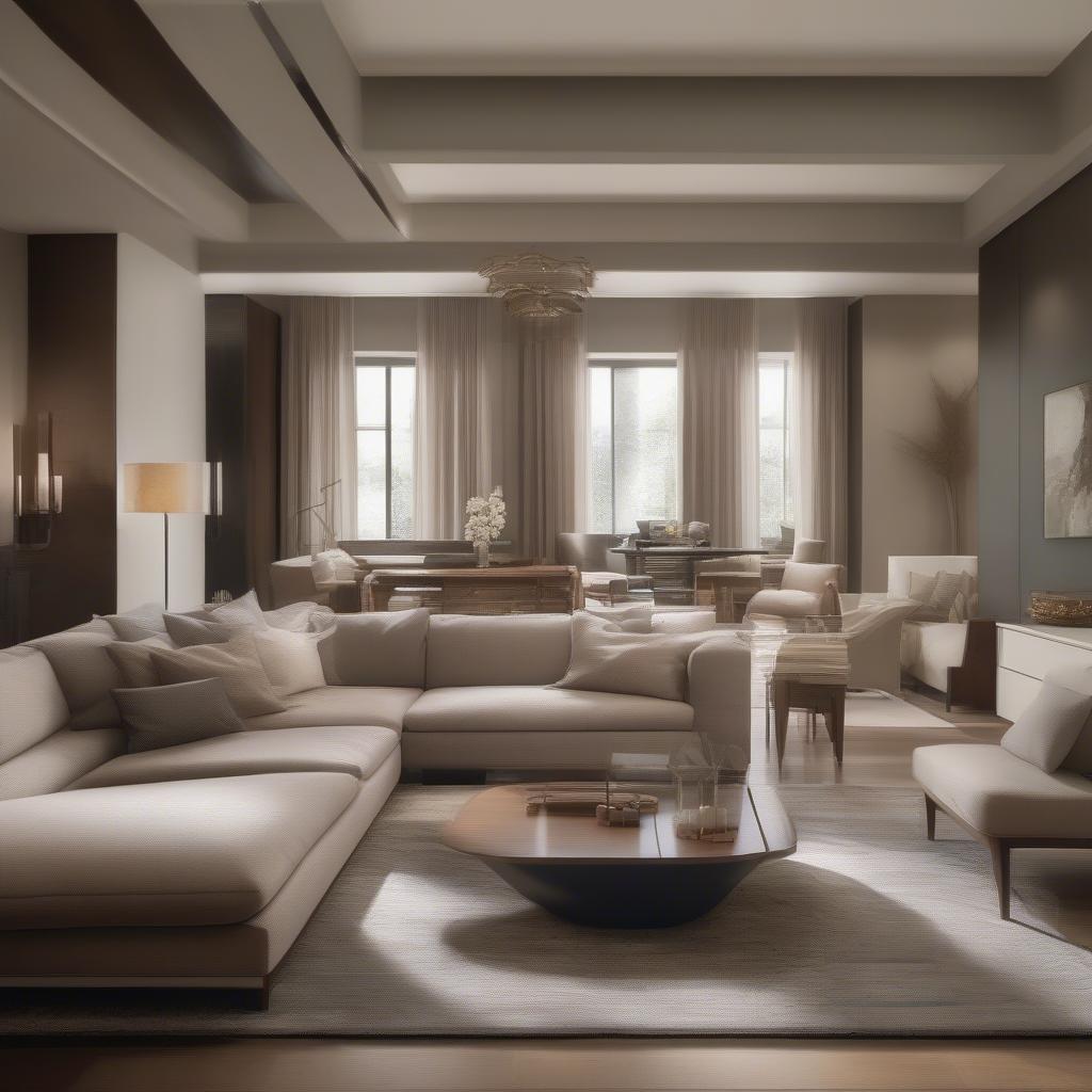 Ghế sofa chân gỗ sang trọng trong phòng khách
