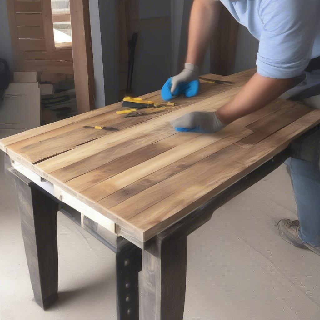 Làm bàn gỗ pallet đơn giản