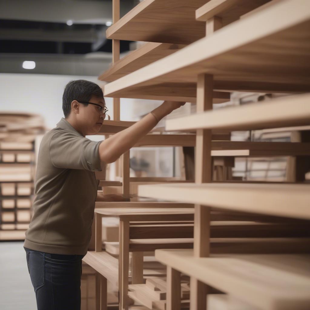 Lựa chọn giá gỗ cao su có bánh xe