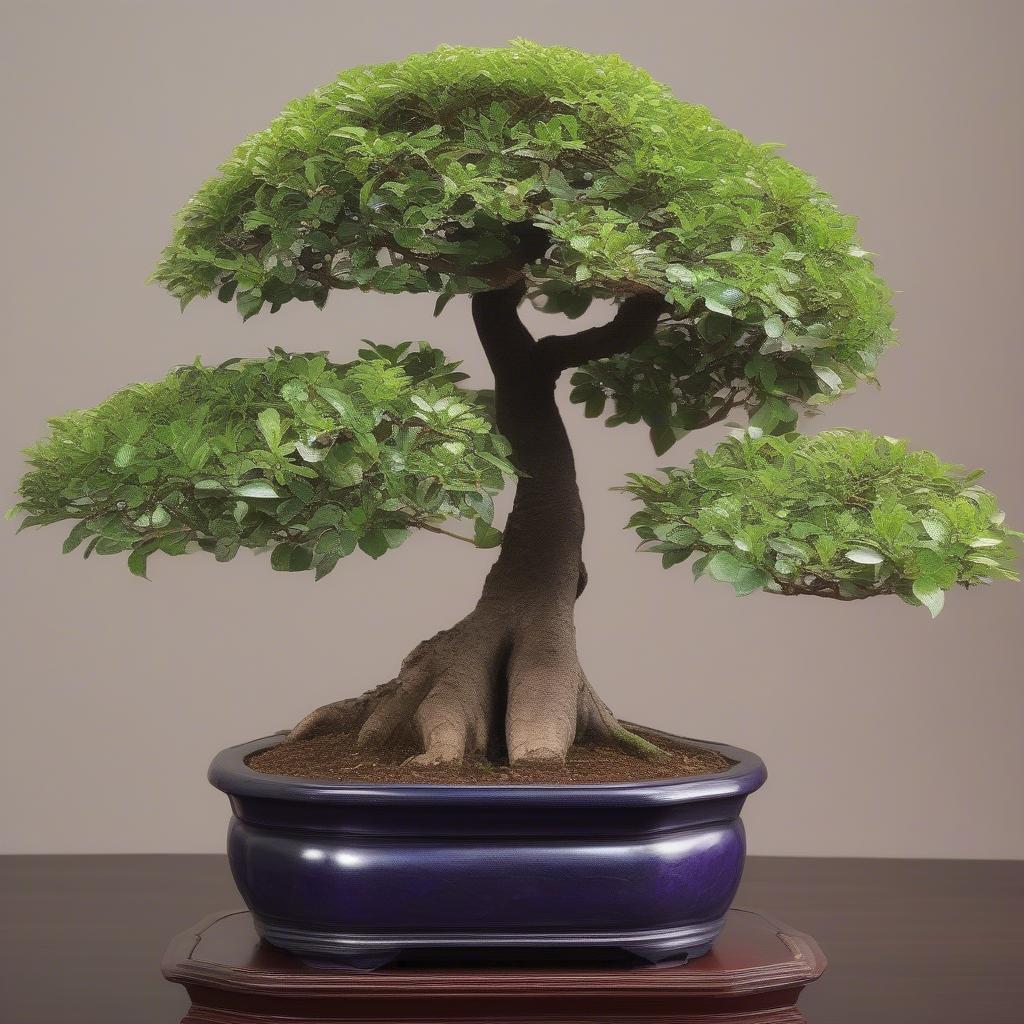 Nho thân gỗ bonsai: hình ảnh một cây nho thân gỗ bonsai được tạo dáng tinh tế, thể hiện sự khéo léo và nghệ thuật của người trồng