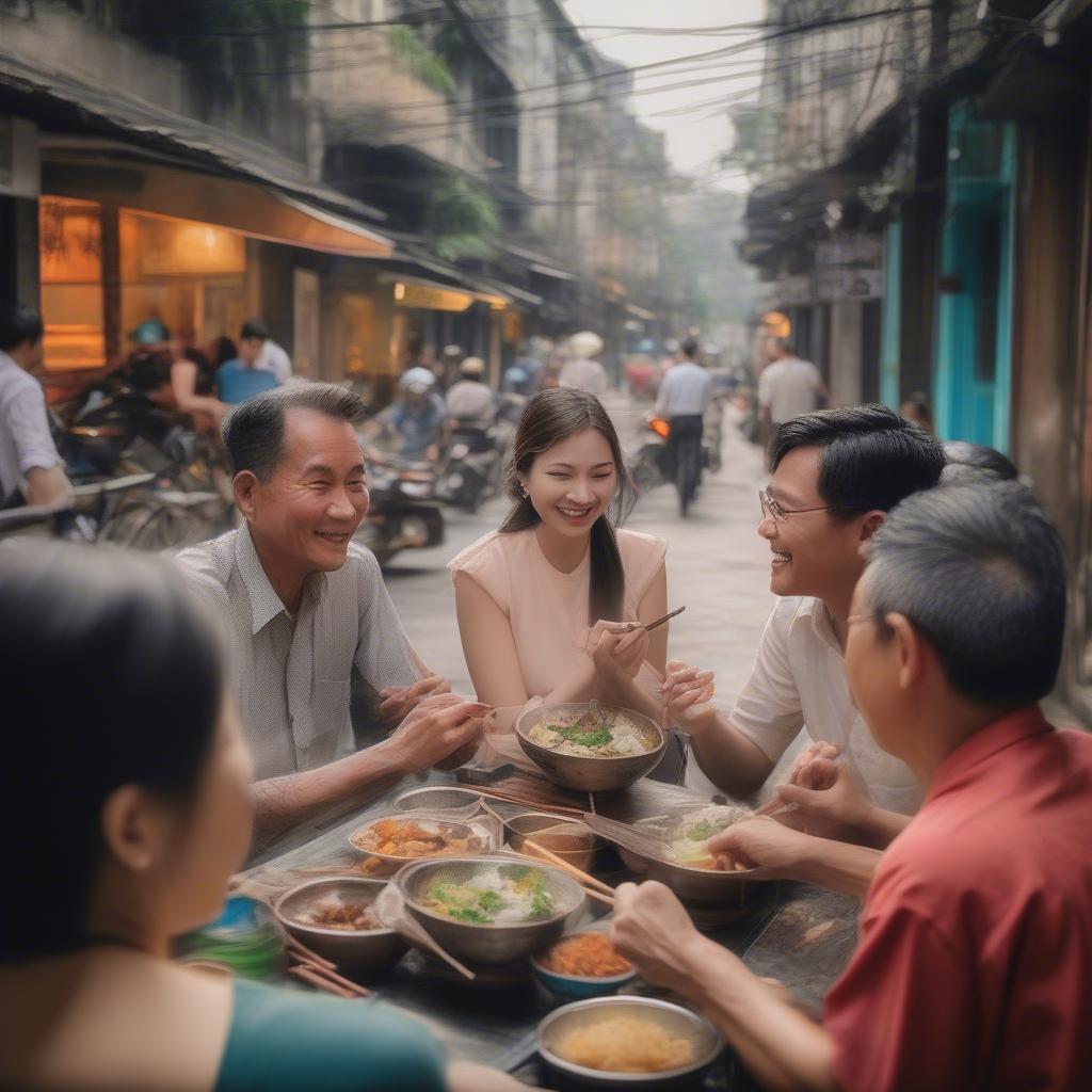 Thưởng thức bún thang Hà Nội