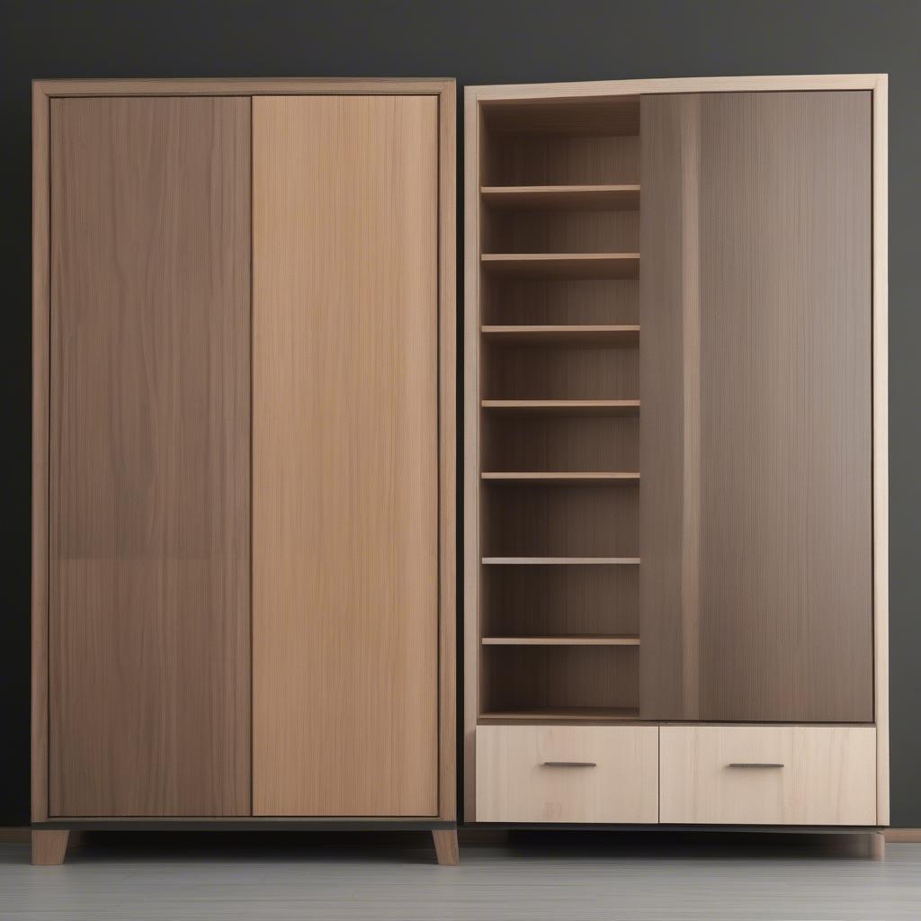Tủ âm tường gỗ sồi Nga và óc chó