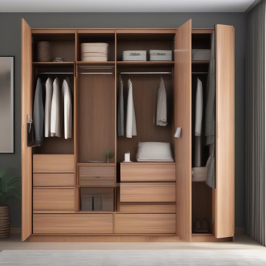 Tủ gỗ đựng quần áo hiện đại