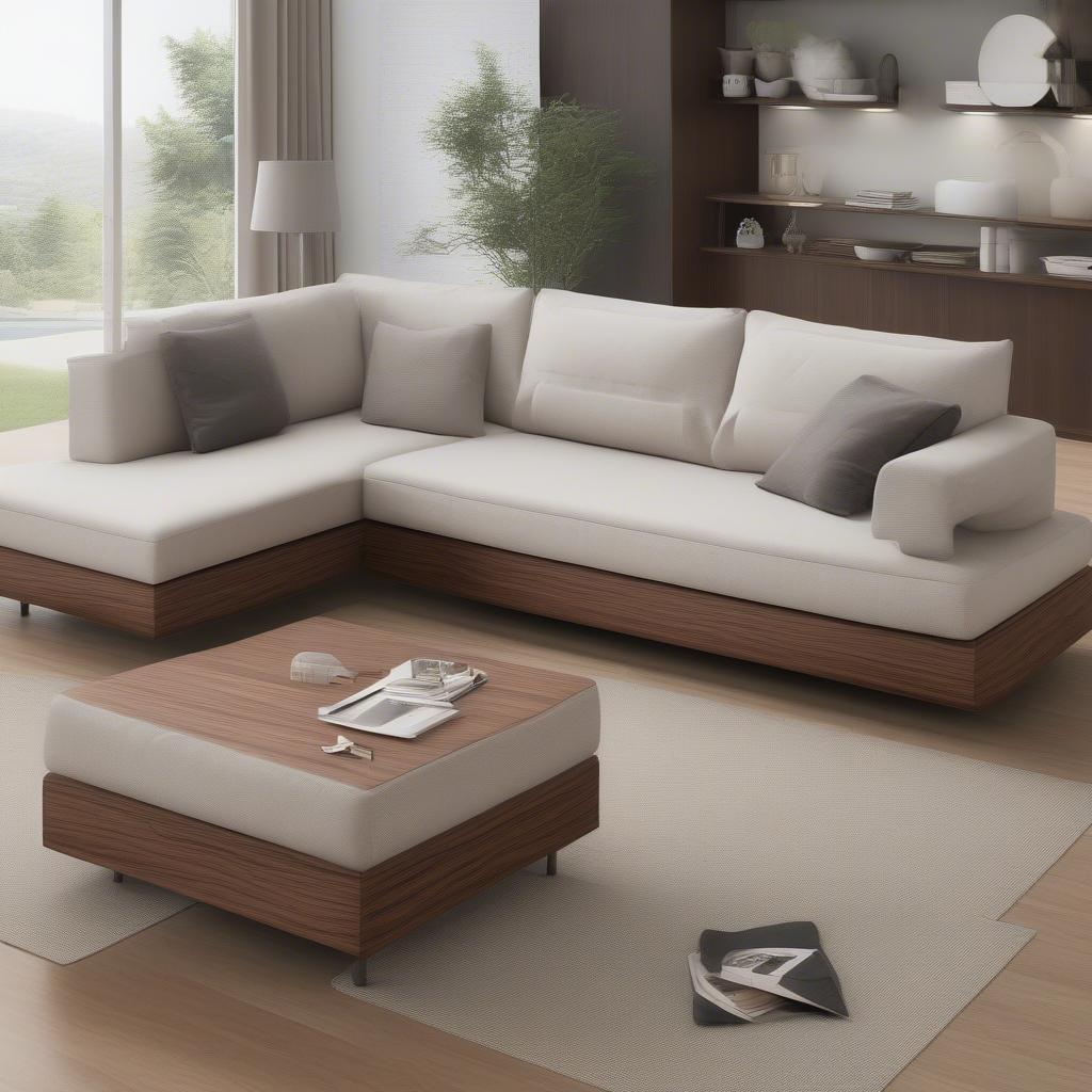 Xu hướng bàn ghế gỗ sofa chữ L